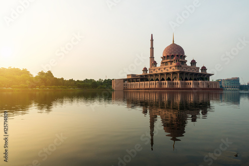 Putrajaya mosque between sunsire in Kuala Lumpur, Malaysia. 