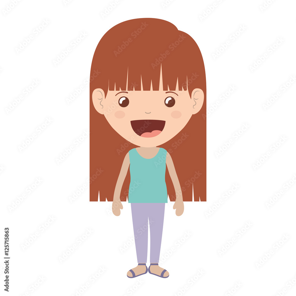 cartoon girl smiling and wearing casual clothes. happy kid icon. colorful and isolated design. vector illustration cartoon girl smiling and wearing casual clothes. happy kid icon. colorful and isolated design. vector illustration