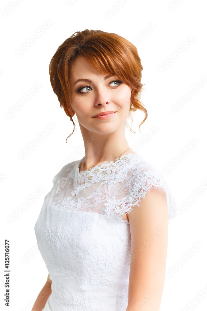 Beautiful young bride with wedding makeup