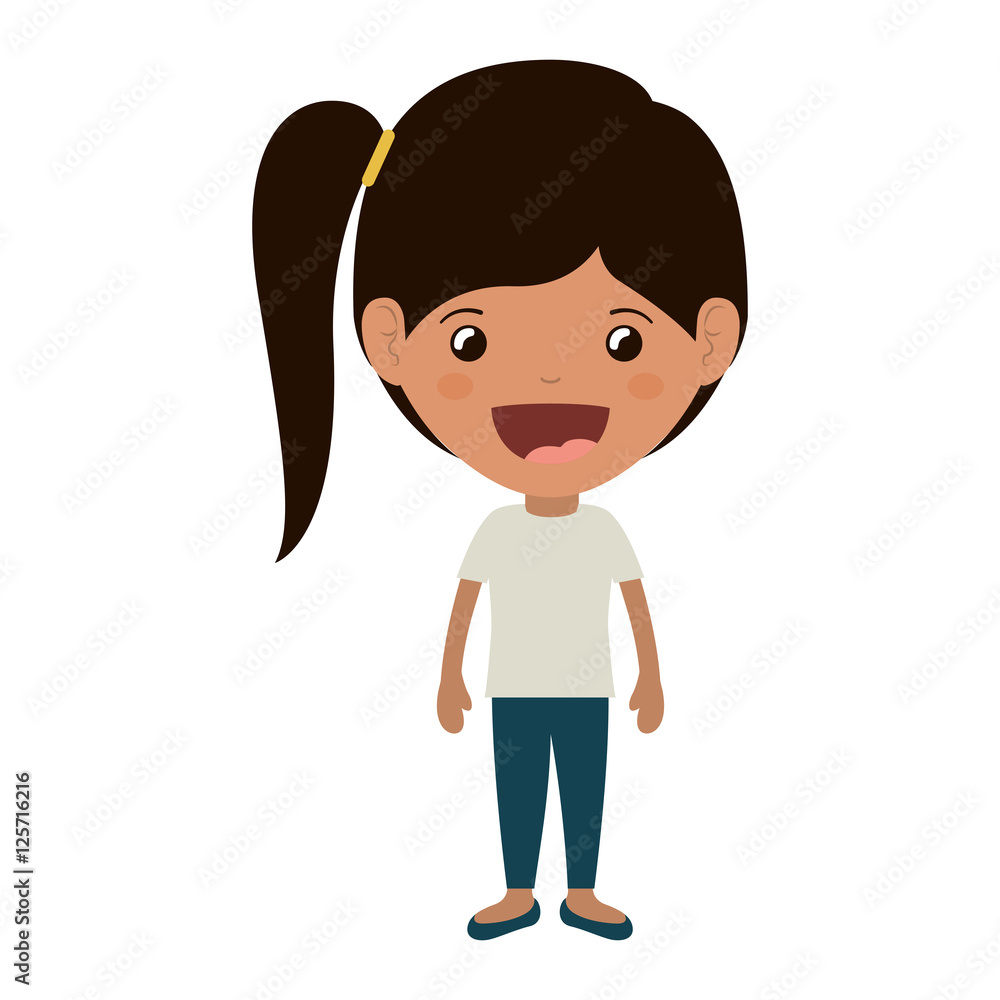 cartoon girl smiling and wearing casual clothes. happy kid icon. colorful and isolated design. vector illustration cartoon girl smiling and wearing casual clothes. happy kid icon. colorful and isolated design. vector illustration