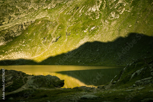 A beautiful, sunny mountain lake in Carpathians