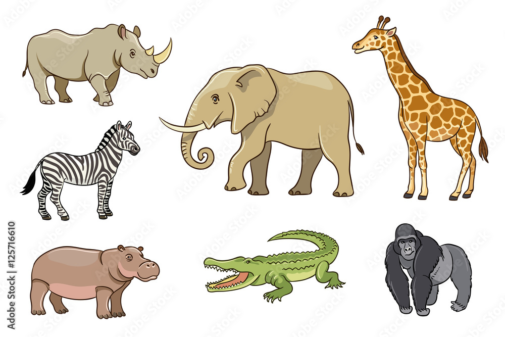 Naklejka premium African animals in cartoon style