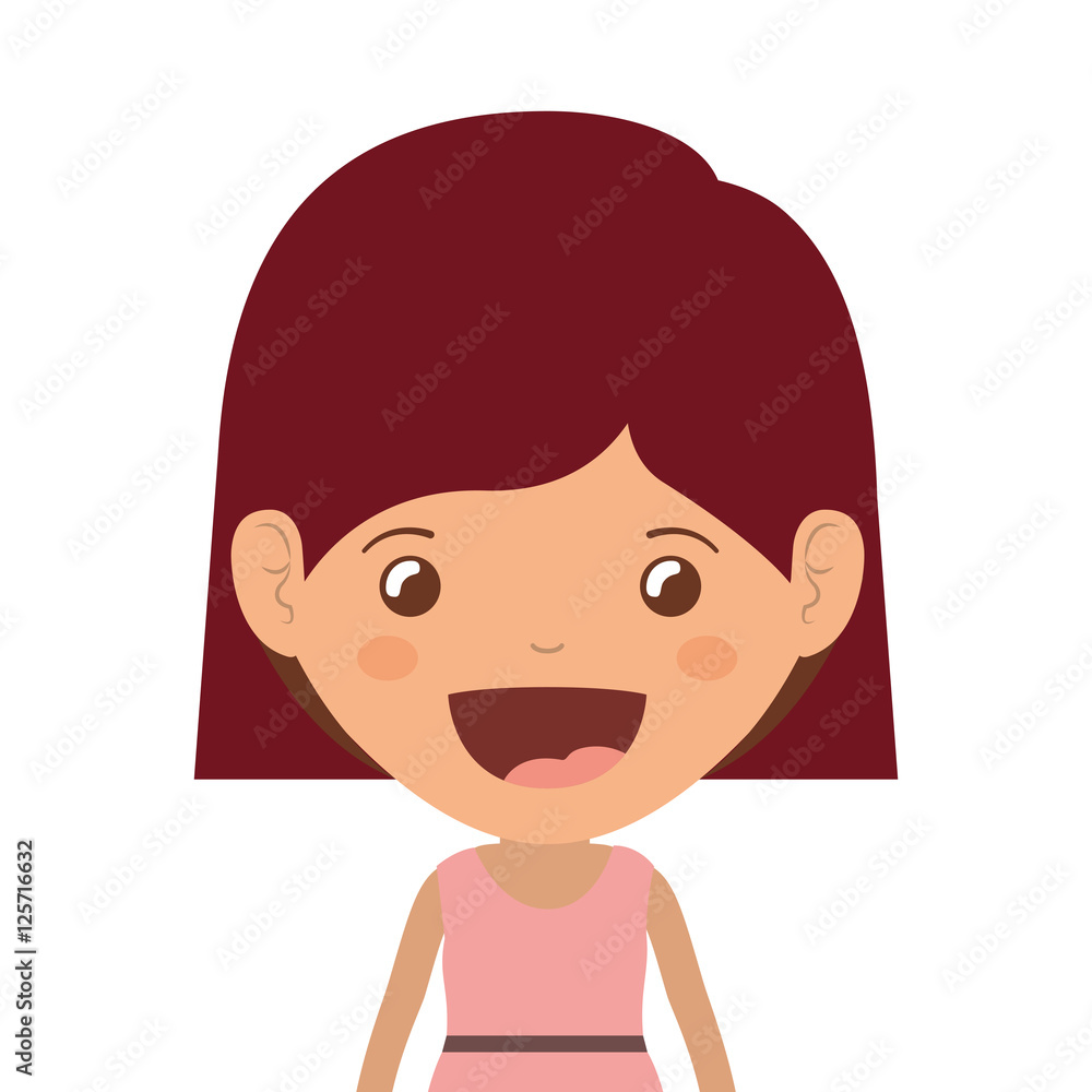 cartoon girl smiling and wearing casual clothes. happy kid icon. colorful and isolated design. vector illustration