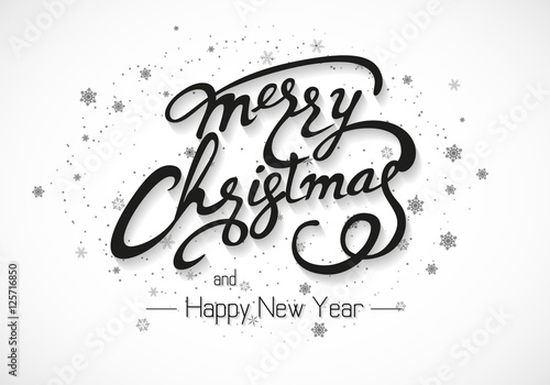 Vintage Merry Christmas And Happy New Year Lettering Vector illustration photo