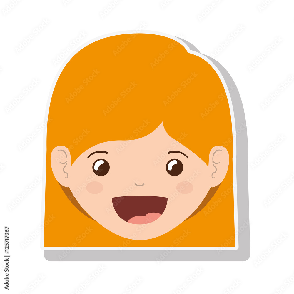 Fototapeta premium cartoon girl face smiling. happy kid icon. colorful and isolated design. vector illustration