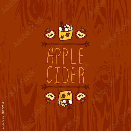 Vector handdrawn autumn element with text