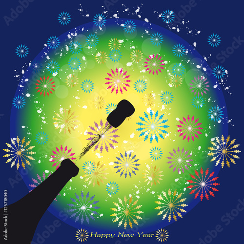 Champagne Silhouette on Bright Background