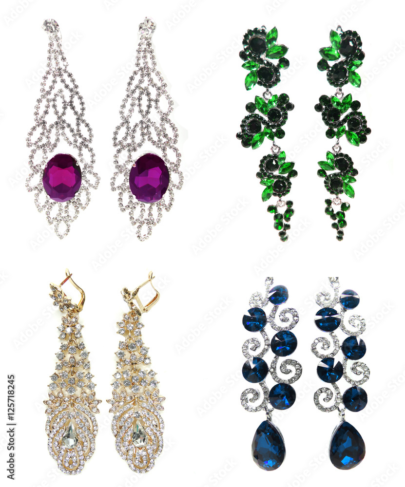 earrings with bright crystals jewelry