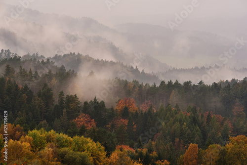  Beautiful autumn morning landscape of Bohemian Switzerland