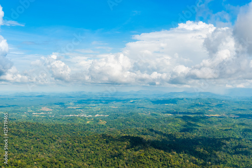 Aerial view of rain forest landscape. Hin Koob mountain, Khao Soidao Sanctuary Forest, Thailand.