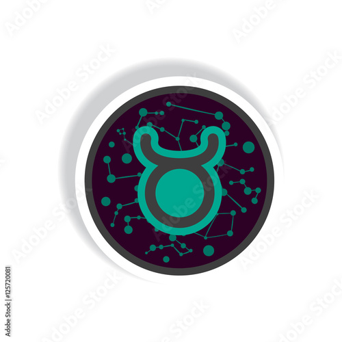 stylish icon in paper sticker style zodiac sign Taurus