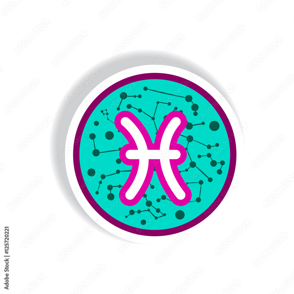 stylish icon in paper sticker style zodiac sign Pisces stylish icon in paper sticker style zodiac sign Pisces