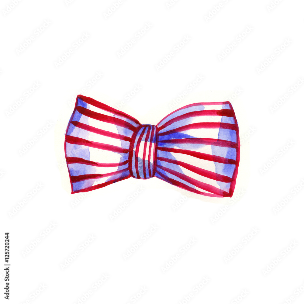 Watercolor bow of striped ribbon. Watercolor bow of striped ribbon.