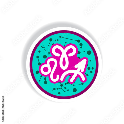 stylish icon in paper sticker style zodiacal element of fire