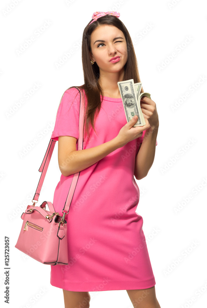 Young traveling girl isolated Young traveling girl isolated