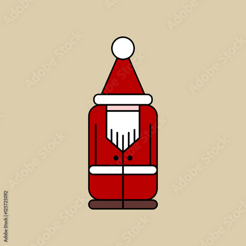 Color silhouette of a christmas elf on light beige background.