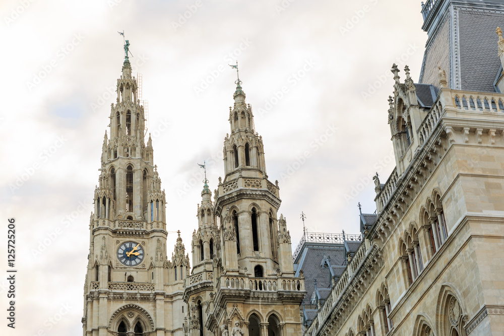 Vienna's Town Hall (Rathaus). The town hall also serves, in personal union, as Governor and Assembly (Landtag) of the State of Vienna. Austria.