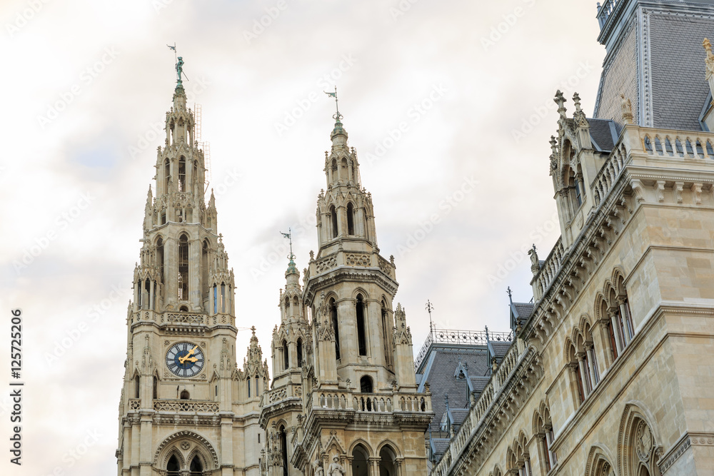 Fototapeta premium Vienna's Town Hall (Rathaus). The town hall also serves, in personal union, as Governor and Assembly (Landtag) of the State of Vienna. Austria.