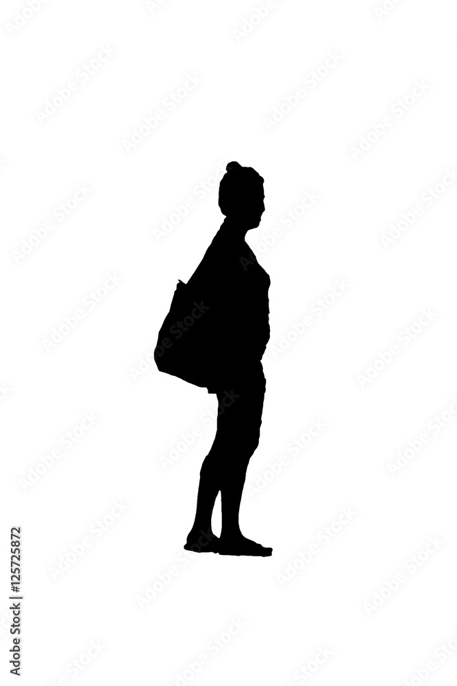 Side View Woman with Bag Silhouette