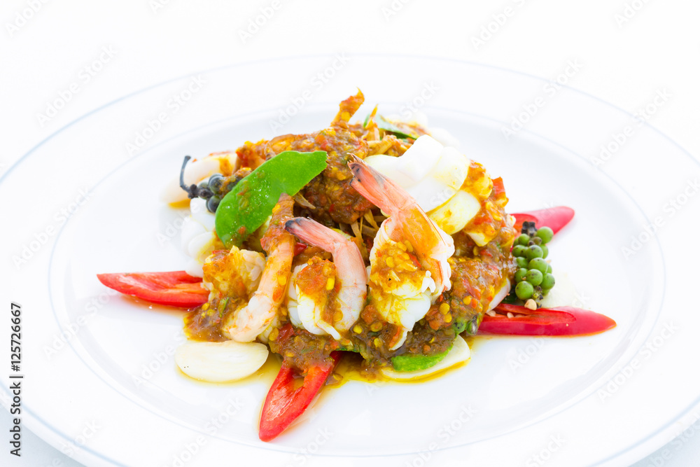 Sautéed shrimp with fresh peppers