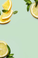 Citrus on retro mint background