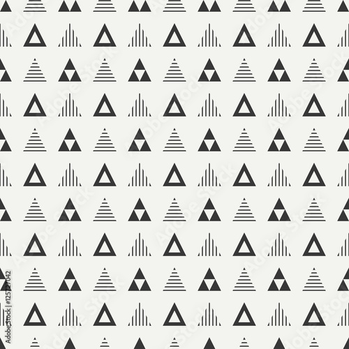 Geometric line monochrome abstract hipster seamless pattern with triangle. Wrapping paper. Scrapbook. Print. Vector illustration. Background. Graphic texture for your design, wallpaper.