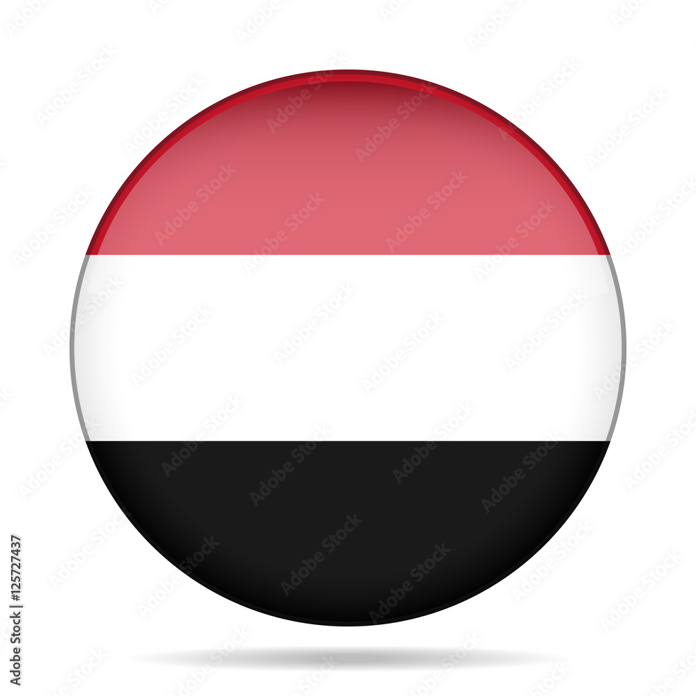 Flag of Yemen. Shiny round button. Flag of Yemen. Shiny round button.