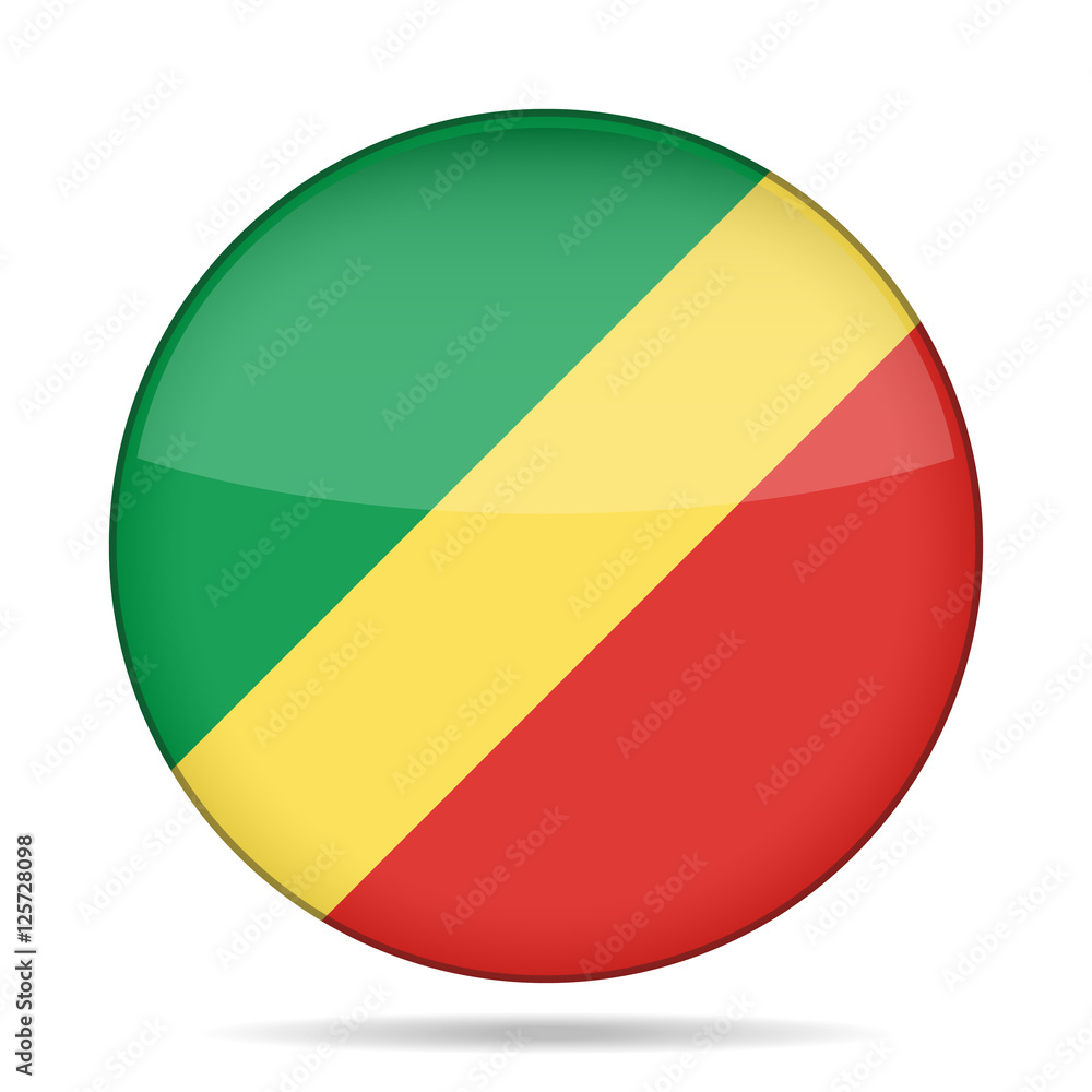 Fototapeta premium Flag of Congo. Shiny round button.