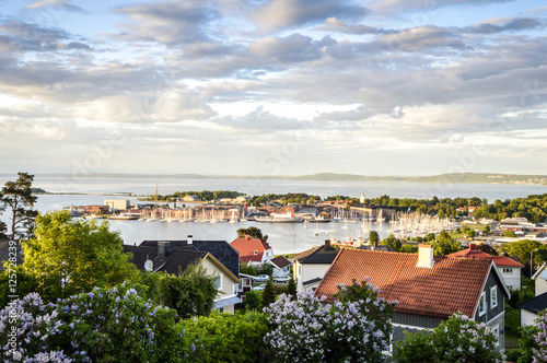 Panorama of Horten located on Oslofjord, Norway photo