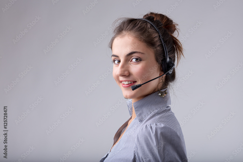 Attractive call center operator or businesswoman