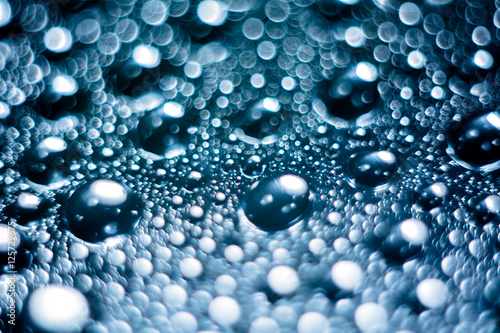 Close up of blue water droplets