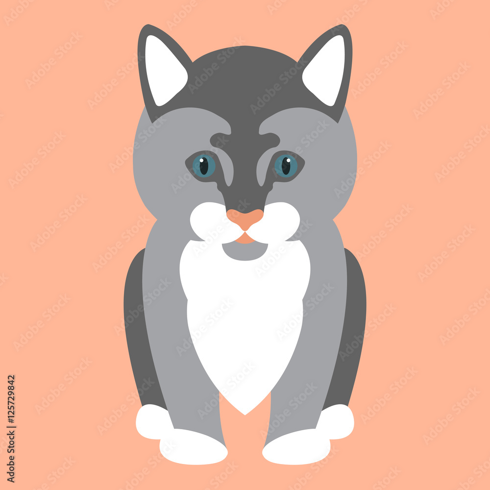 Obraz premium Cat sitting style vector illustration Flat
