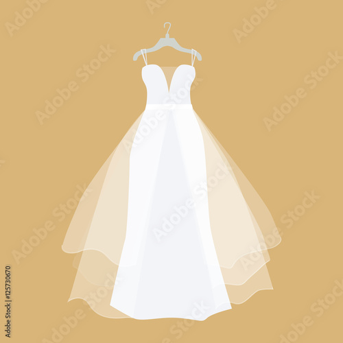 Wedding Dress Vector Illustration in Flat Design