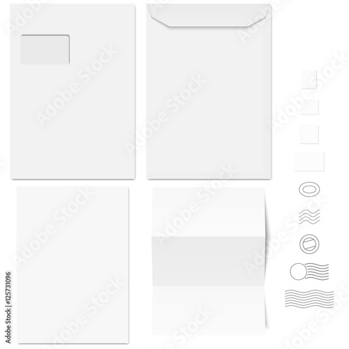 envelopes and postage stamps