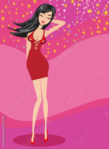 glamour party background with sexy dancing woman