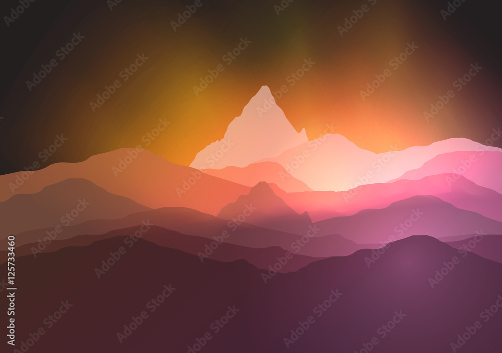 Mountainous Terrain - Vector Illustration