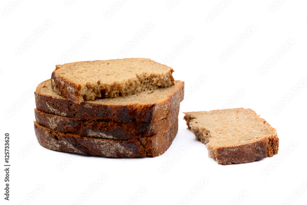 Slices of rye bread isolated with white background Slices of rye bread isolated with white background