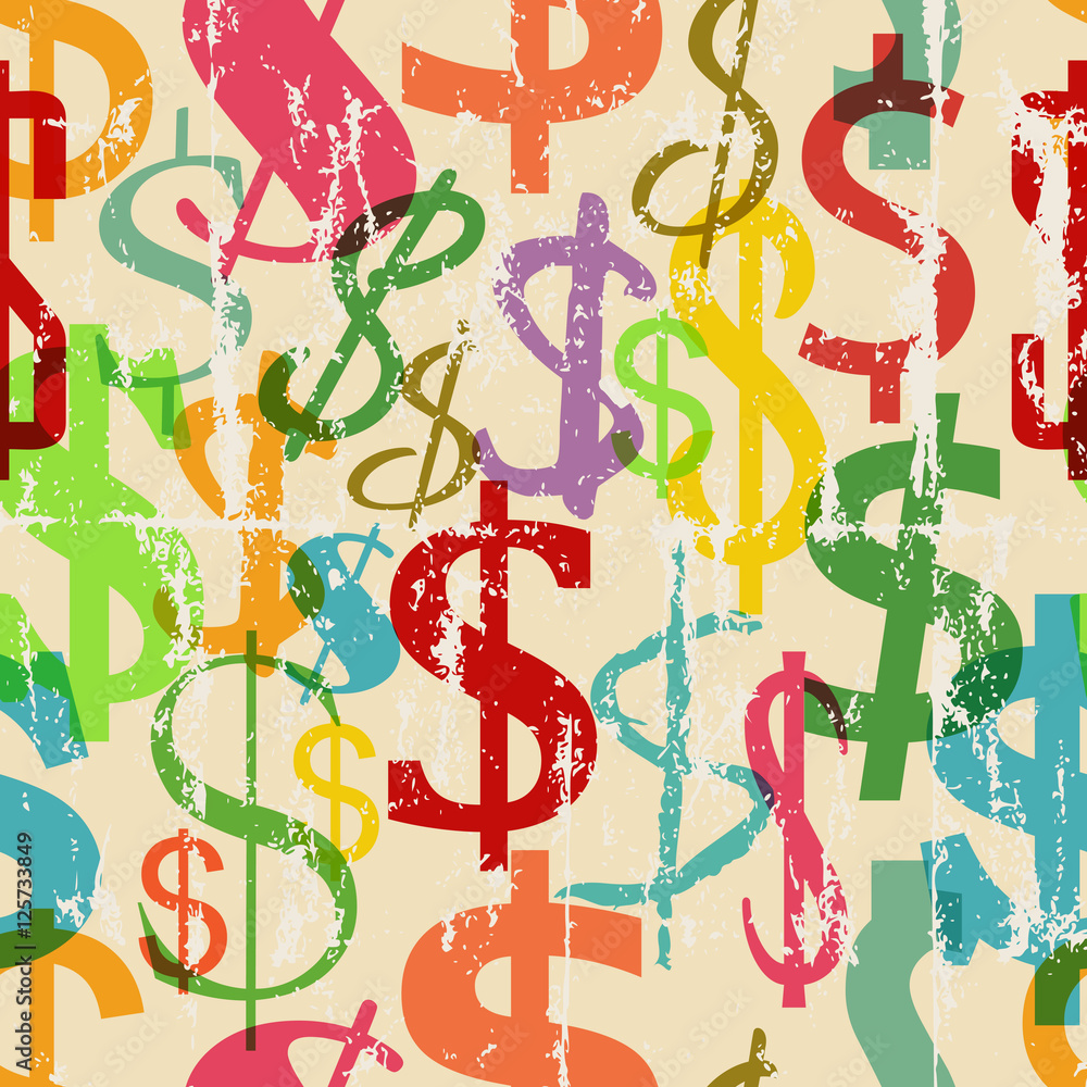 seamless dollar sign background pattern, gruny vector Stock