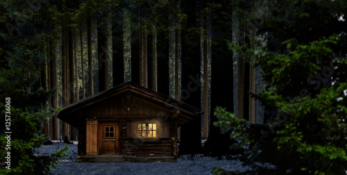 Weihnachtshütte im Wald