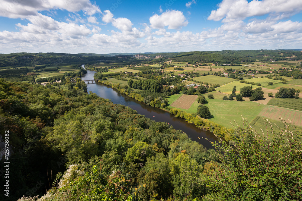 View across the Dordogne valley from the village of Domme, France