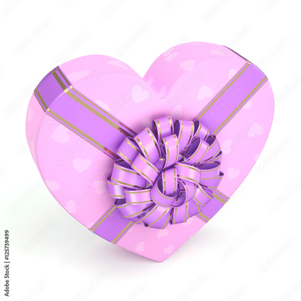3D rendering Pink box heart 3D rendering Pink box heart