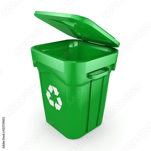 3D rendering Green recycling Bin