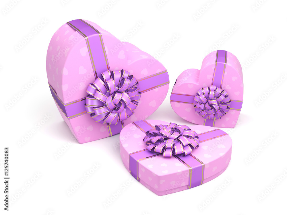 3D rendering Pink boxes heart 3D rendering Pink boxes heart