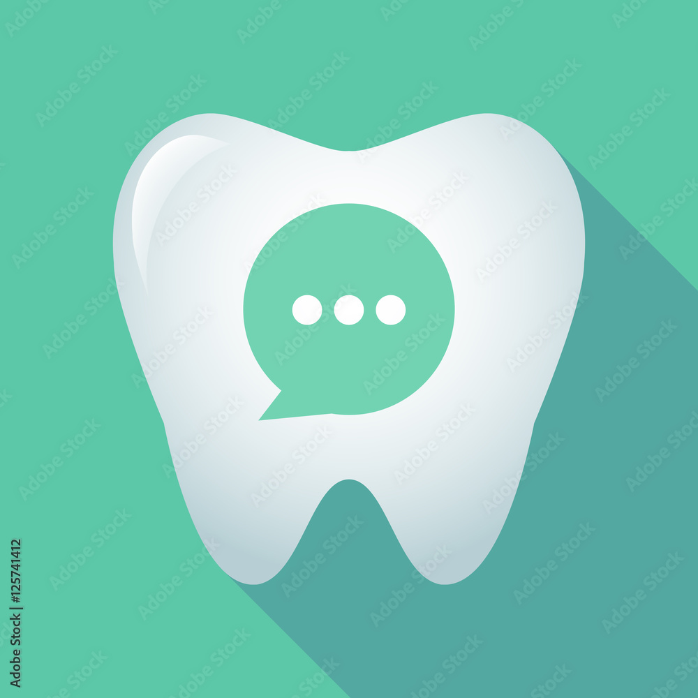 Obraz premium Long shadow tooth icon with a comic balloon