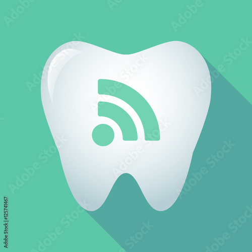 Long shadow tooth icon with an RSS sign
