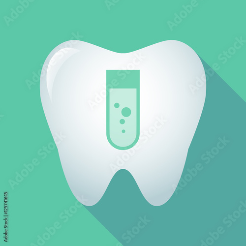 Long shadow tooth icon with a chemical test tube