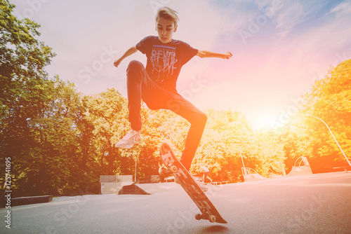 Young skateboarder in the park.