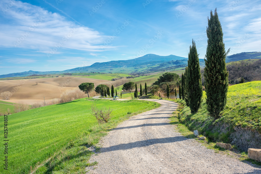 Cuntryside in Val d'Orcia province.Tuscany, Italy