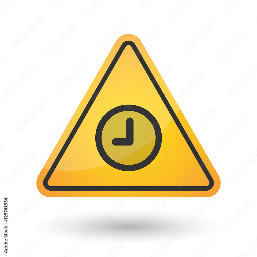 Isolated danger signal icon with a clock Isolated danger signal icon with a clock