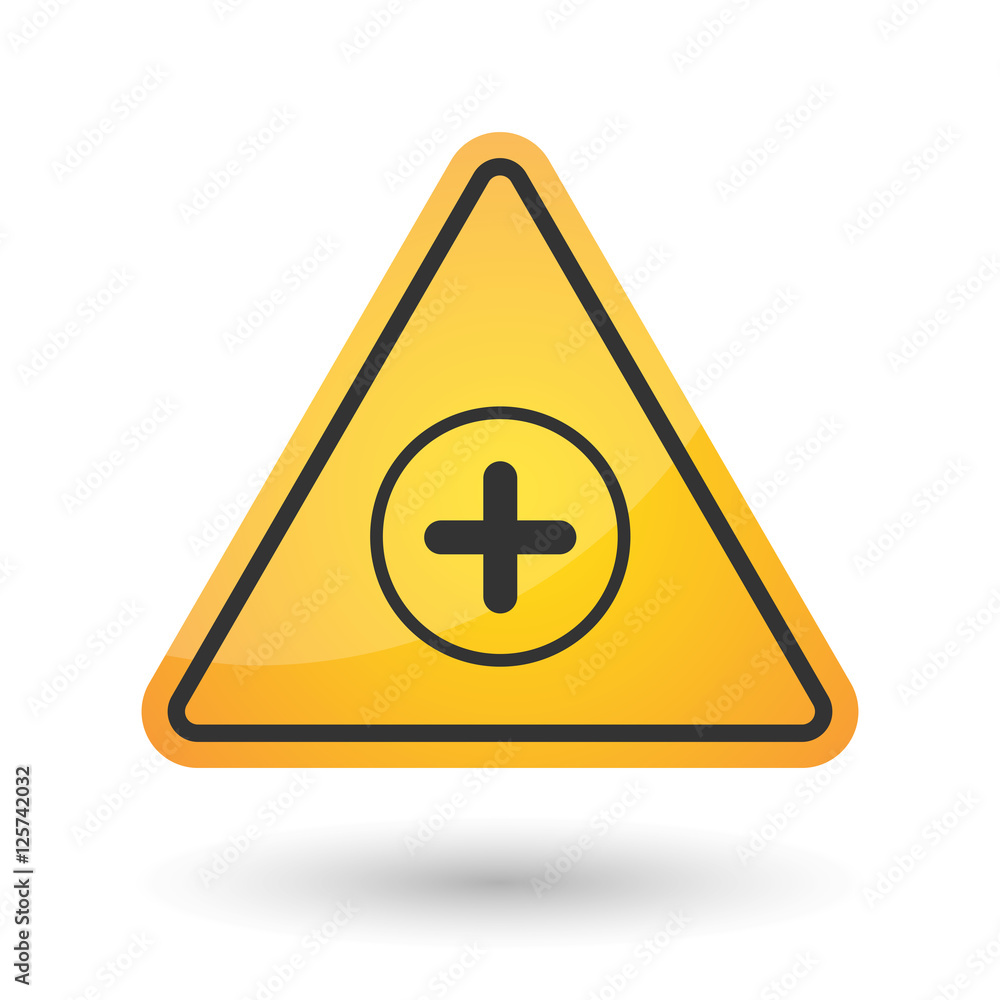 Isolated danger signal icon with a sum sign Isolated danger signal icon with a sum sign